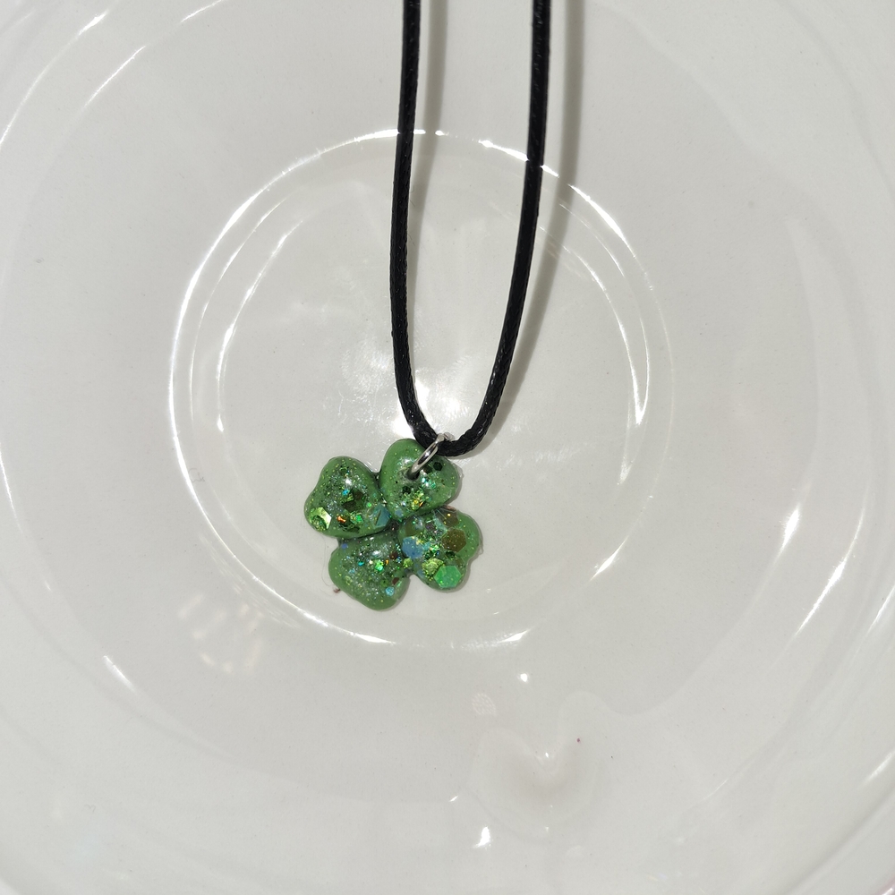 Green Four-Leaf Clover Pendant Necklace - Charming Luck Accent